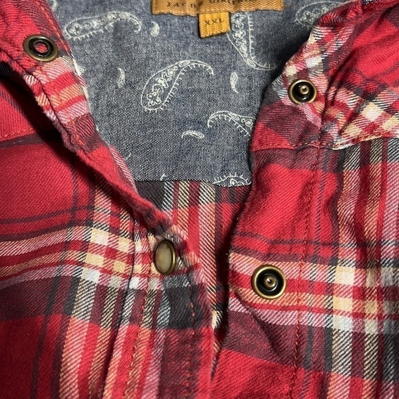 JACHS GIRLFRIEND XXL RED AND BLUE PLAID LONG SLEEVE SNAP FRONT SHIRT BEA - Picture 6 of 7